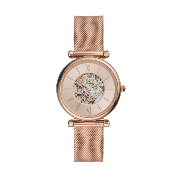 Fossil Carlie 35mm Automatic Stainless Steel Mesh Watch - Preorder