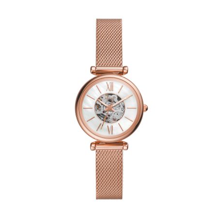 Fossil Carlie 28mm Automatic Stainless Steel Mesh Watch - Preorder
