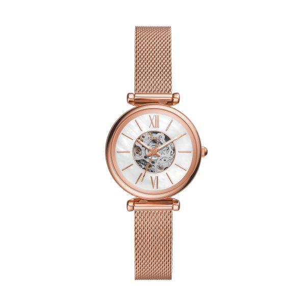 Fossil Carlie 28mm Automatic Stainless Steel Mesh Watch - Preorder