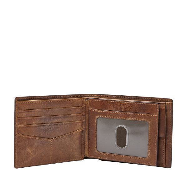 Fossil Derrick Leather RFID Large Coin Pocket Bifold Wallet - Preorder