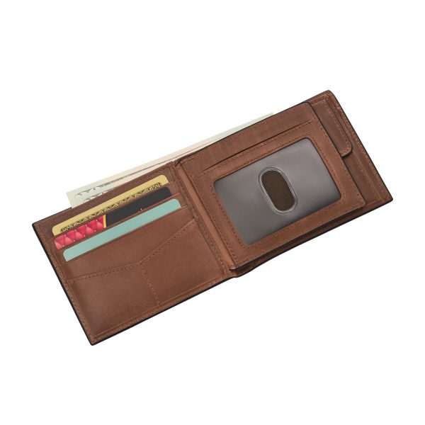 Fossil Derrick Leather RFID Large Coin Pocket Bifold Wallet - Preorder