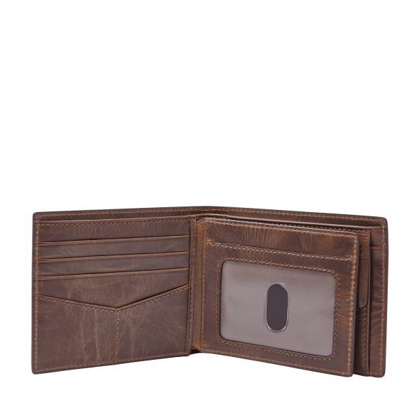 Fossil Derrick Leather RFID Large Coin Pocket Bifold Wallet - Preorder