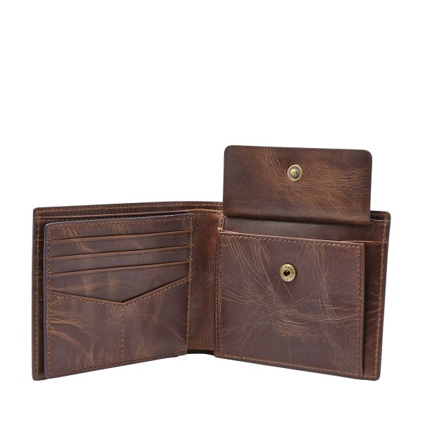 Fossil Derrick Leather RFID Large Coin Pocket Bifold Wallet - Preorder