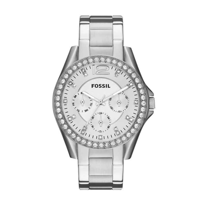 Fossil Riley ES3202 silver stainless steel crystal watch