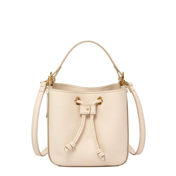Fossil Tessa Small Bucket Crossbody in Cream, front view
