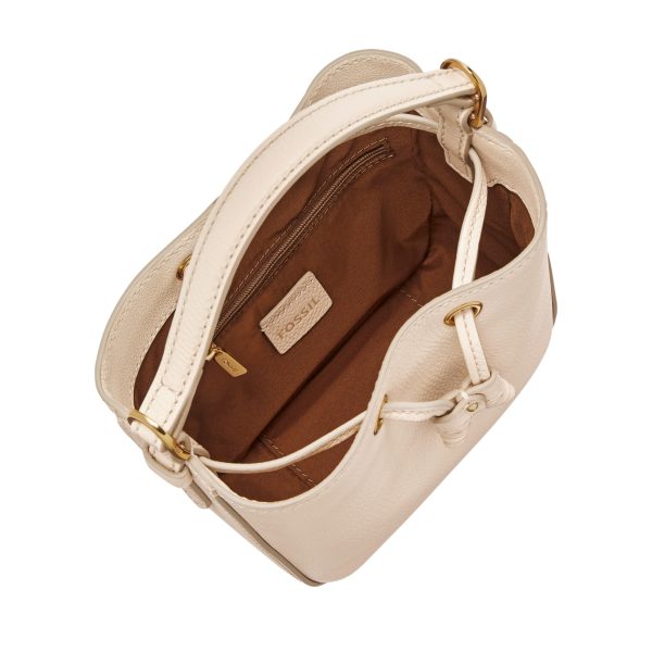 Fossil Tessa Small Bucket Crossbody in Cream, interior view