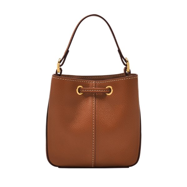 Fossil Tessa Small Bucket Crossbody in Medium Brown, back view