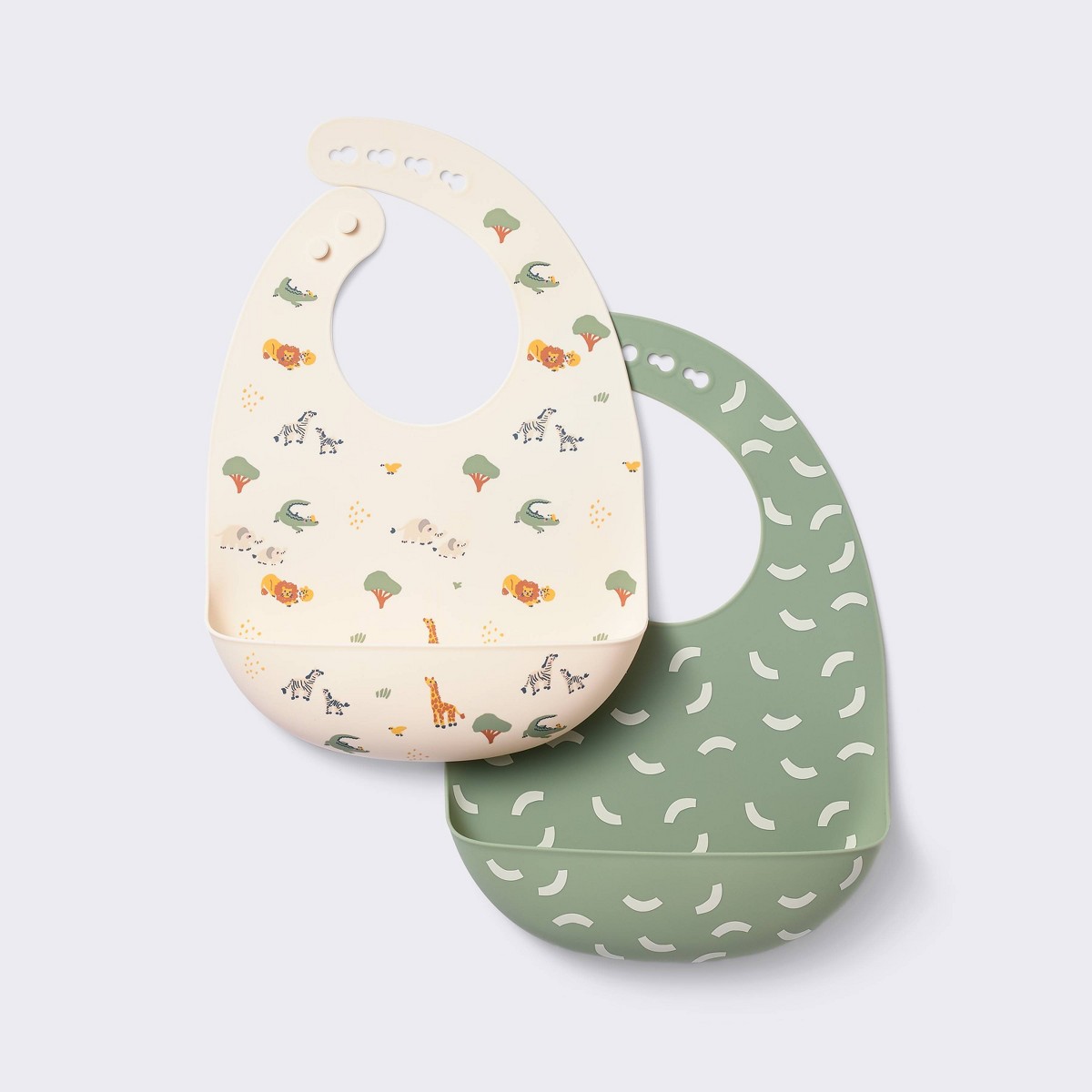 Cloud Island Silicone Bibs Animals and Crescents 2-Pack - USA Preorder