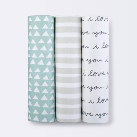 Cloud Island I Love You Muslin Swaddle Blankets 3-Pack - USA Preorder