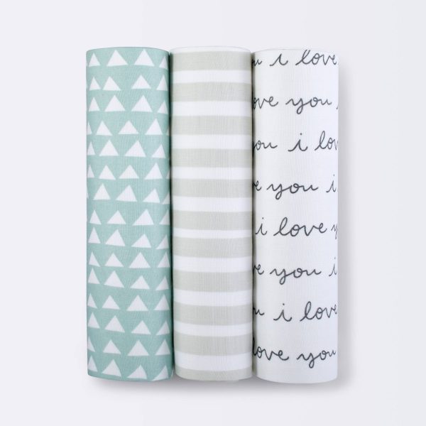 Cloud Island I Love You Muslin Swaddle Blankets 3-Pack - USA Preorder