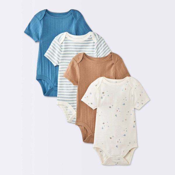 Cloud Island Baby Boys 4-Pack Ribbed Bodysuits - USA Preorder