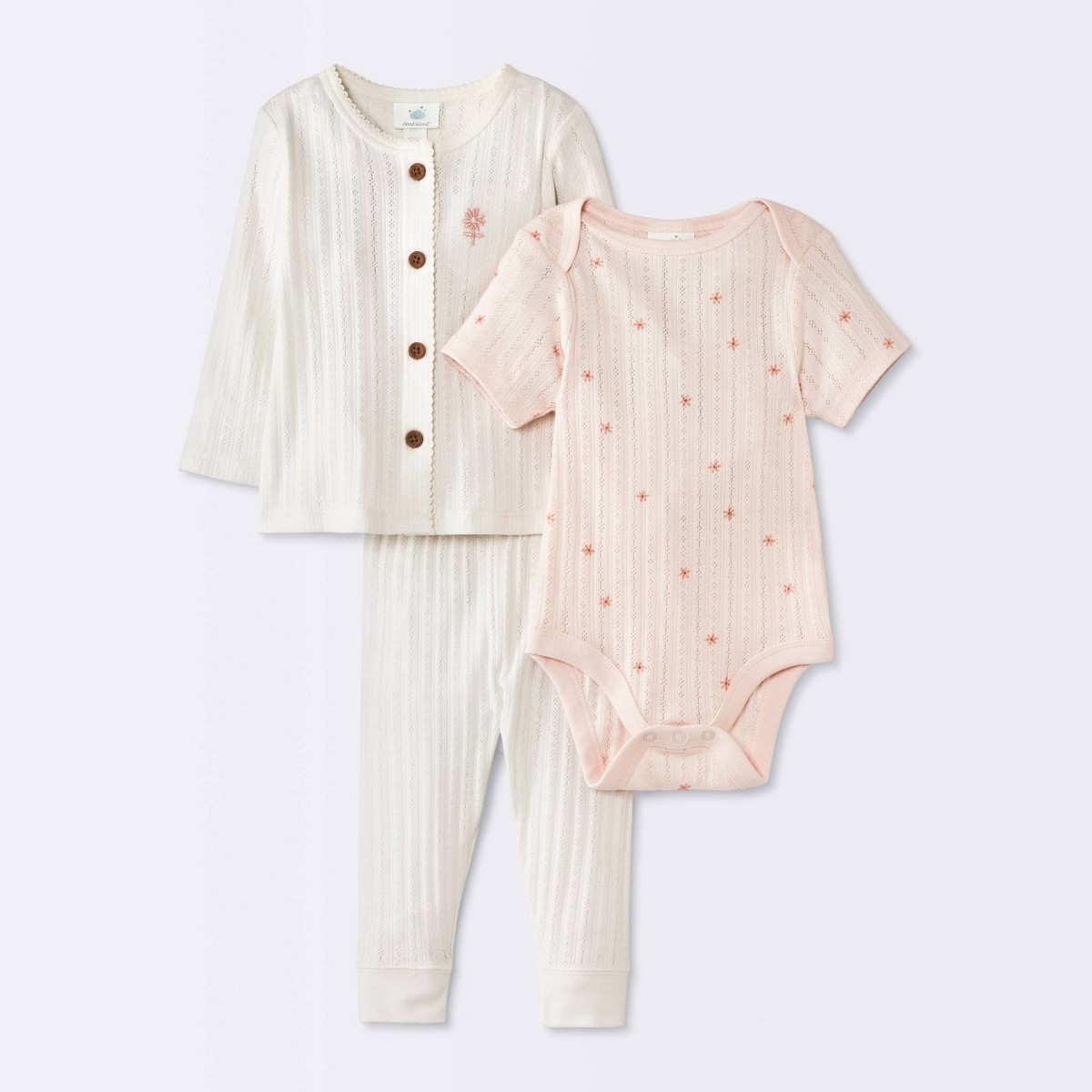 Cloud Island Baby Girls 3-Piece Floral Outfit Set - USA Preorder
