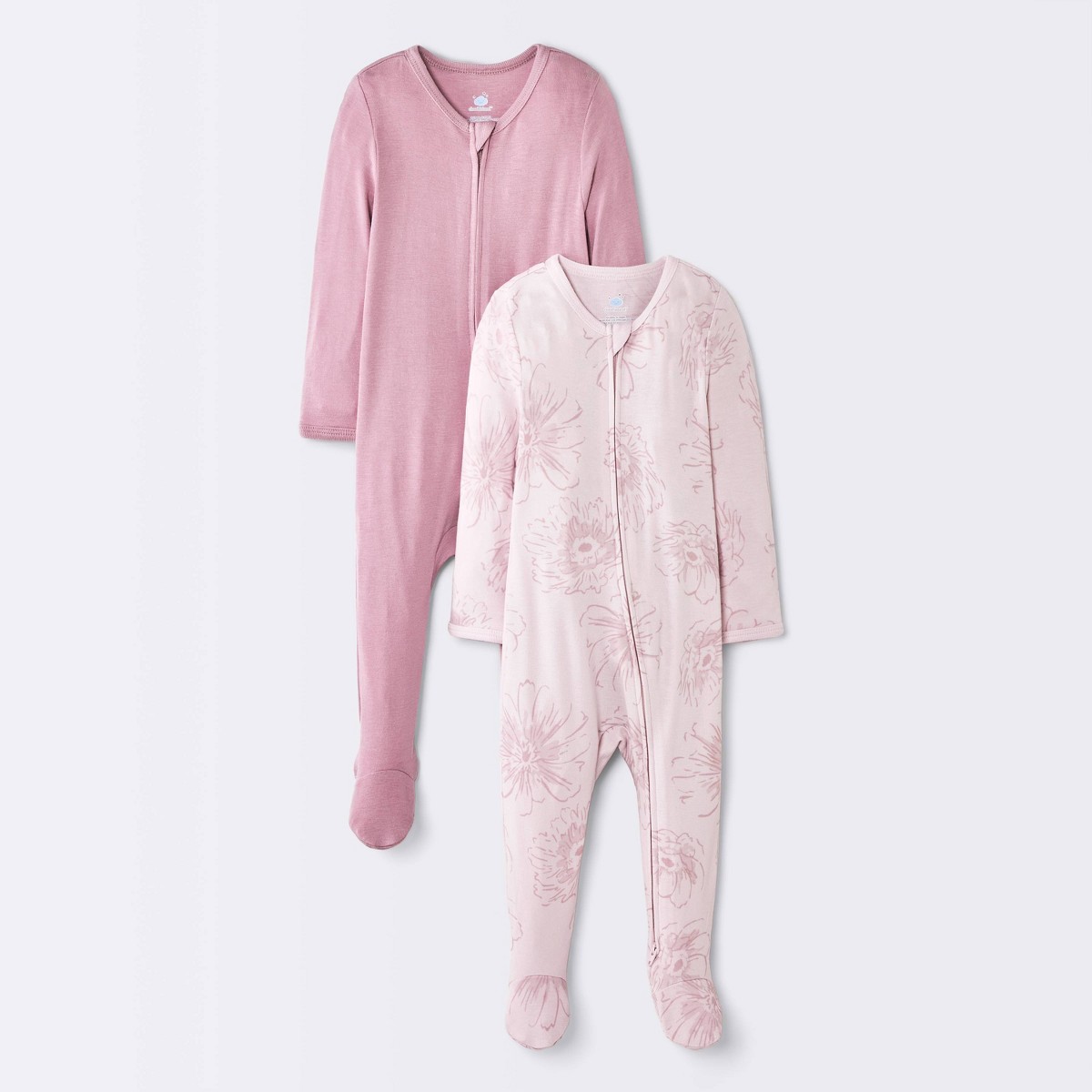 Cloud Island Baby Girls 2-Pack Floral Modal Footed Pajamas - USA Preorder