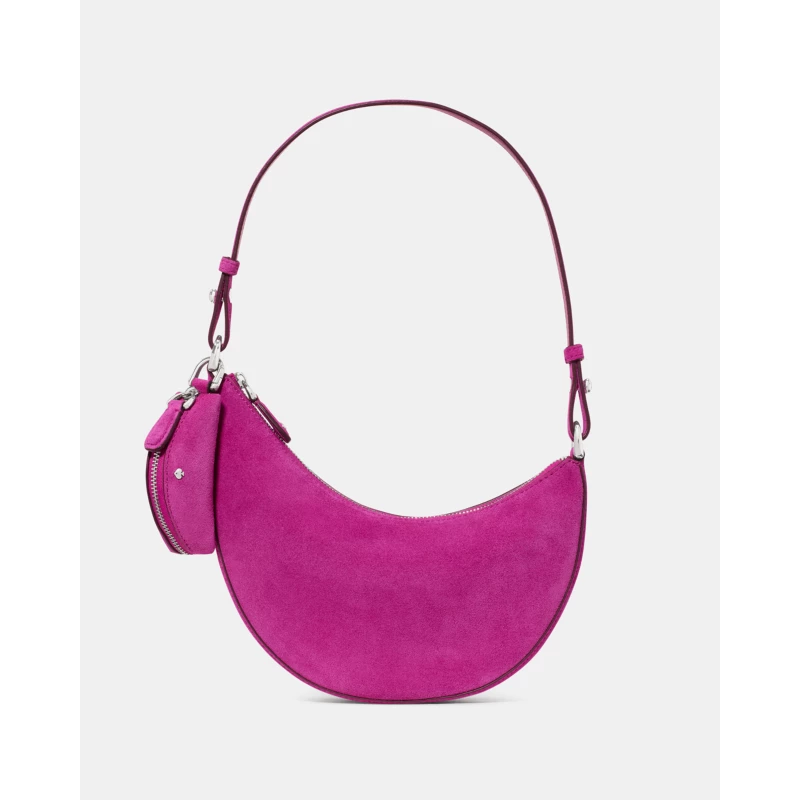 Kate Spade Duo Suede Mini Shoulder Bag KO776 Dark English Sea worn on shoulder