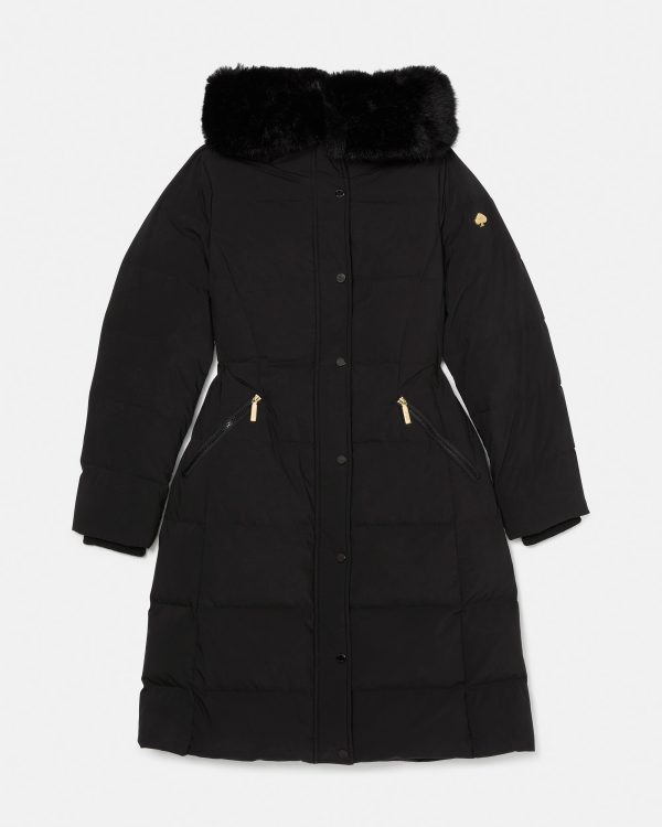 Kate Spade Long Parka With Faux Fur Trim
