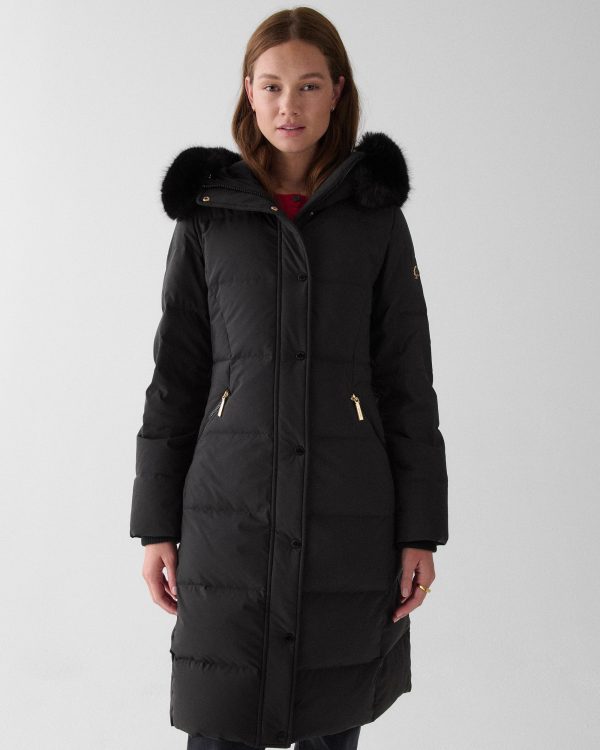 Kate Spade Long Parka With Faux Fur Trim