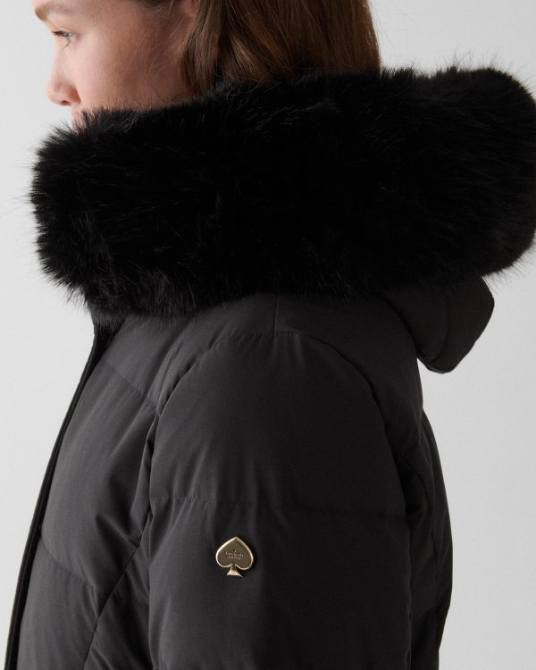 Kate Spade Long Parka With Faux Fur Trim