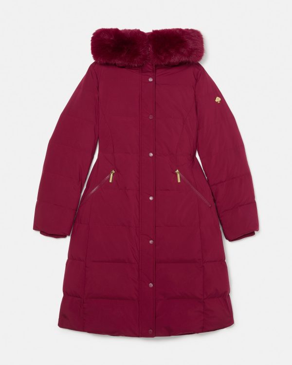 Kate Spade Long Parka With Faux Fur Trim