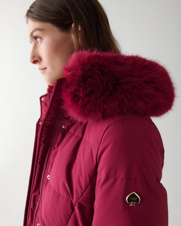 Kate Spade Long Parka With Faux Fur Trim