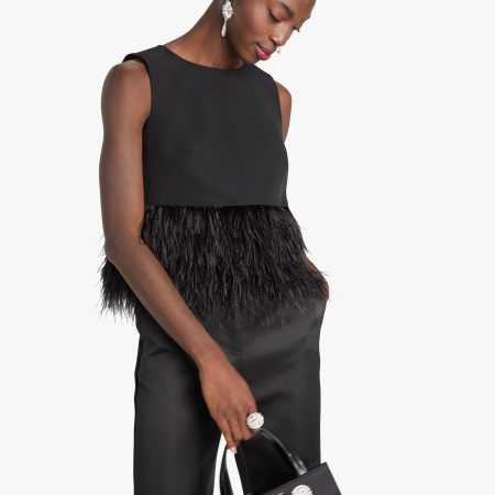 Kate Spade Feather Trim Crepe Top