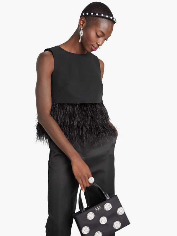 Kate Spade Feather Trim Crepe Top