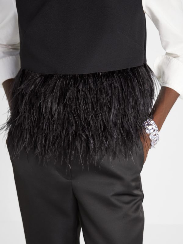 Kate Spade Feather Trim Crepe Top