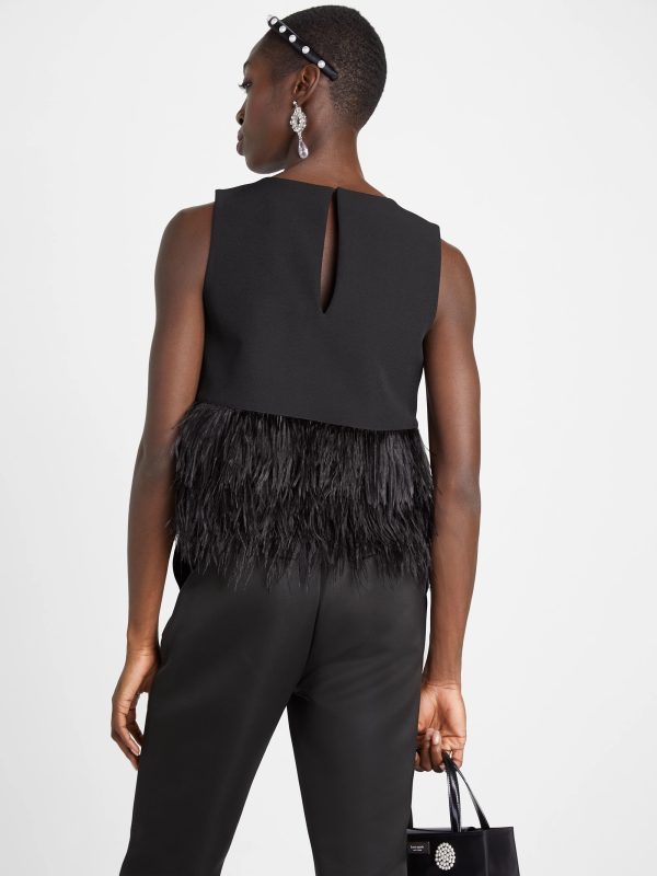 Kate Spade Feather Trim Crepe Top