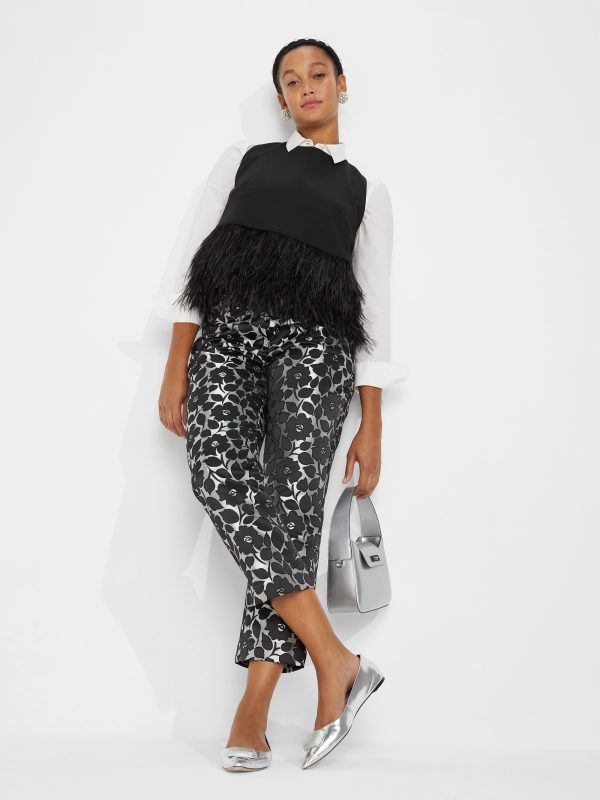 Kate Spade Feather Trim Crepe Top