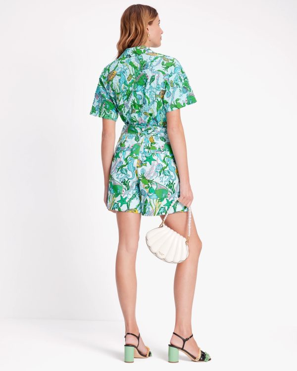 Kate Spade Under The Sea Tie-waist Shorts