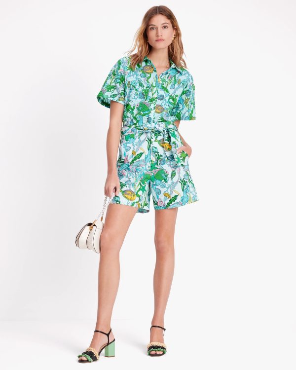 Kate Spade Under The Sea Tie-waist Shorts