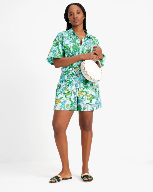 Kate Spade Under The Sea Tie-waist Shorts