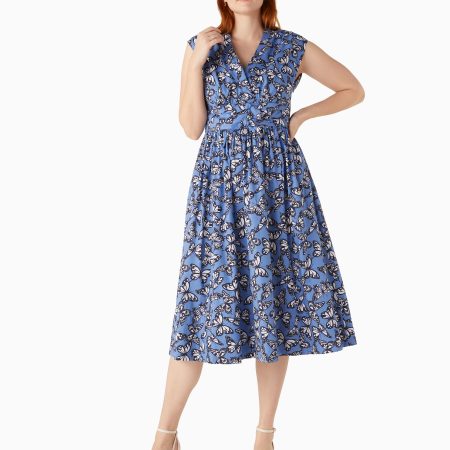 Kate Spade Poplin Bow Butterfly Print Dress