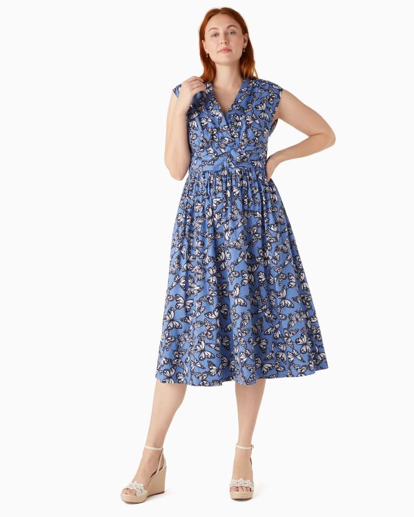 Kate Spade Poplin Bow Butterfly Print Dress