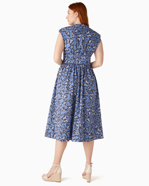 Kate Spade Poplin Bow Butterfly Print Dress