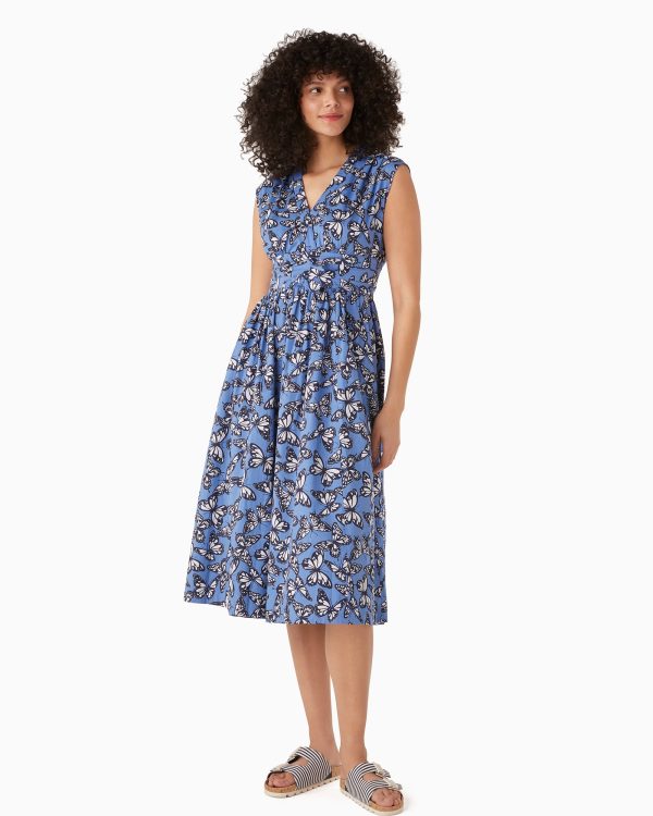 Kate Spade Poplin Bow Butterfly Print Dress