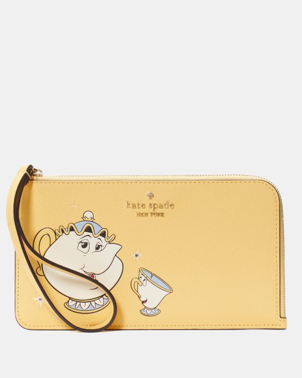 Kate Spade Disney X Kate Spade New York Beauty And The Beast Medium L-zip Wristlet