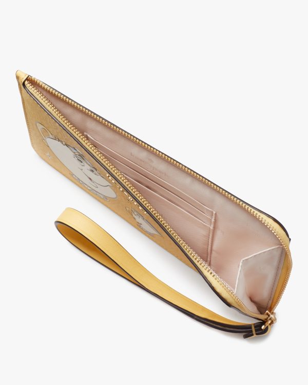Kate Spade Disney X Kate Spade New York Beauty And The Beast Medium L-zip Wristlet
