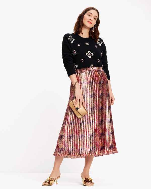 Kate Spade Winter Chrysanthemum Pleated Skirt