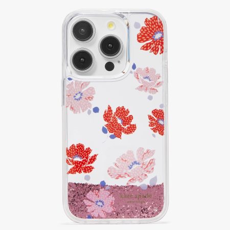 Kate Spade Dotty Floral Liquid Glitter iPhone 15 Pro Case