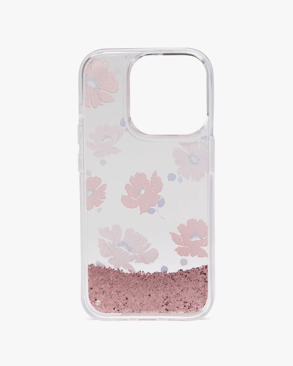 Kate Spade Dotty Floral Liquid Glitter iPhone 15 Pro Case