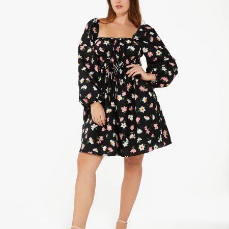 Kate Spade Floral Waltz Square-neck Dress