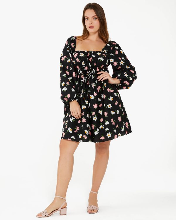 Kate Spade Floral Waltz Square-neck Dress