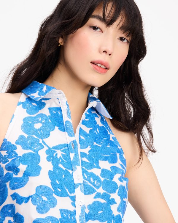 Kate Spade Tropical Foliage Embroidered Top