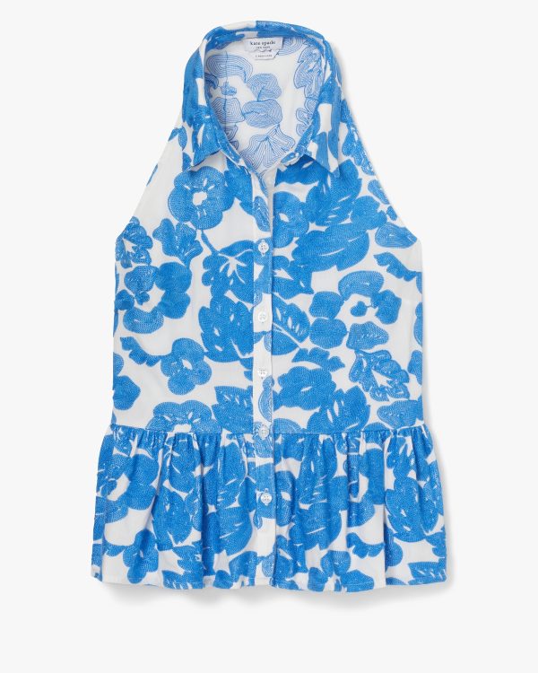 Kate Spade Tropical Foliage Embroidered Top
