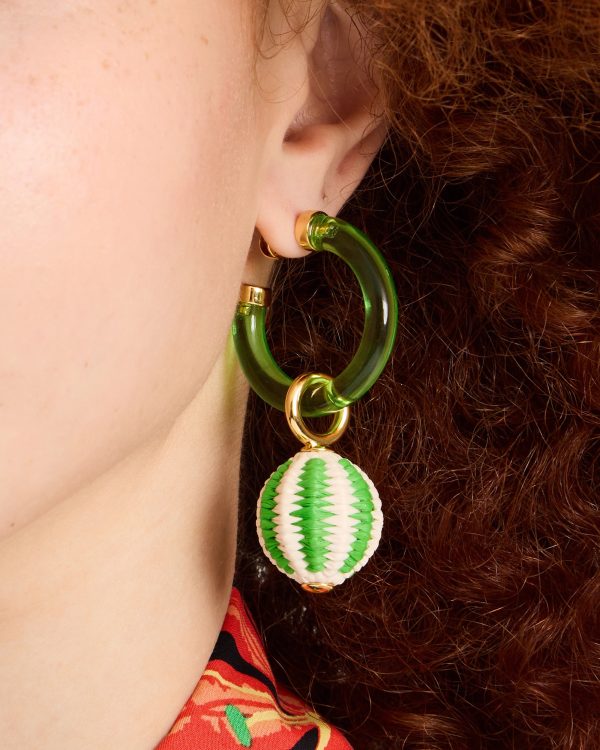 Kate Spade Feeling Bubbly Raffia Charm Hoops