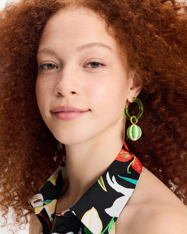 Kate Spade Feeling Bubbly Raffia Charm Hoops