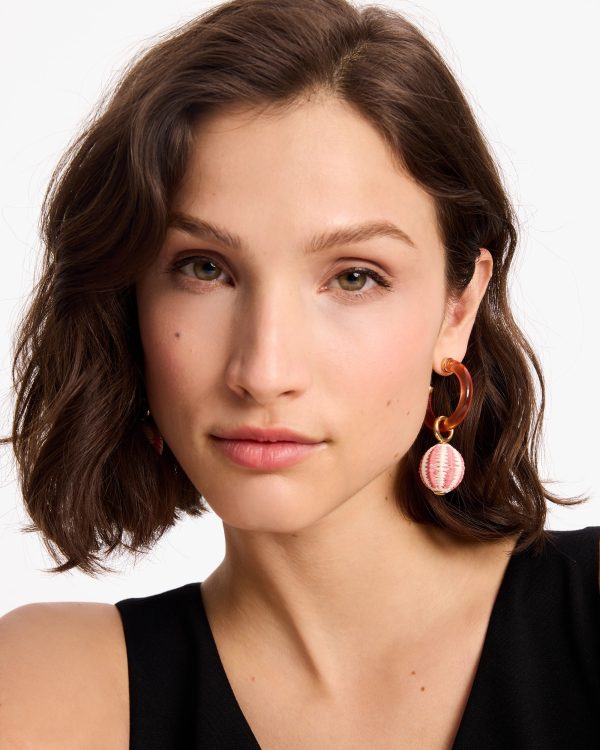 Kate Spade Feeling Bubbly Raffia Charm Hoops