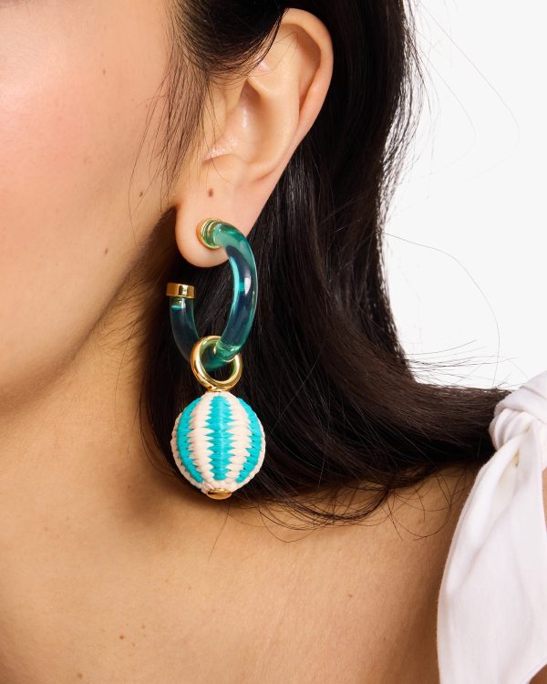 Kate Spade Feeling Bubbly Raffia Charm Hoops