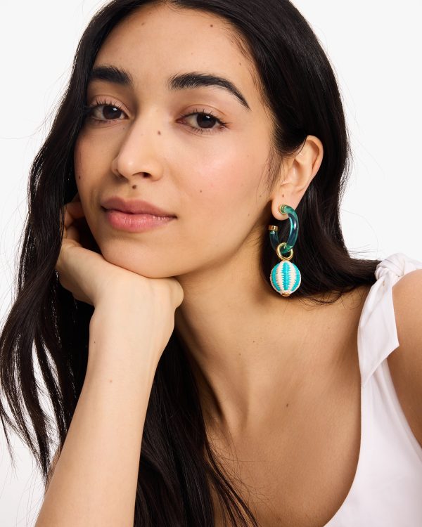 Kate Spade Feeling Bubbly Raffia Charm Hoops