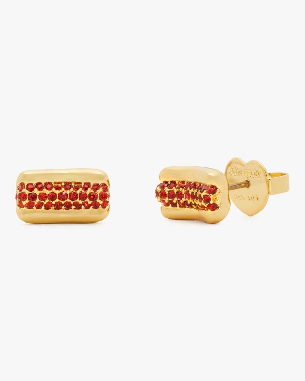 Kate Spade What A Snack Pavé Hot Dog Studs